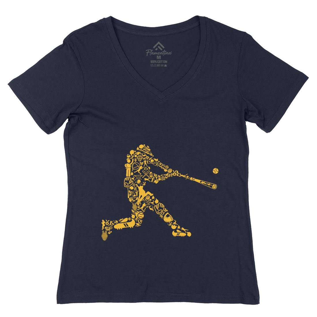 Baseball Player Womens Organic V-Neck T-Shirt Sport B007