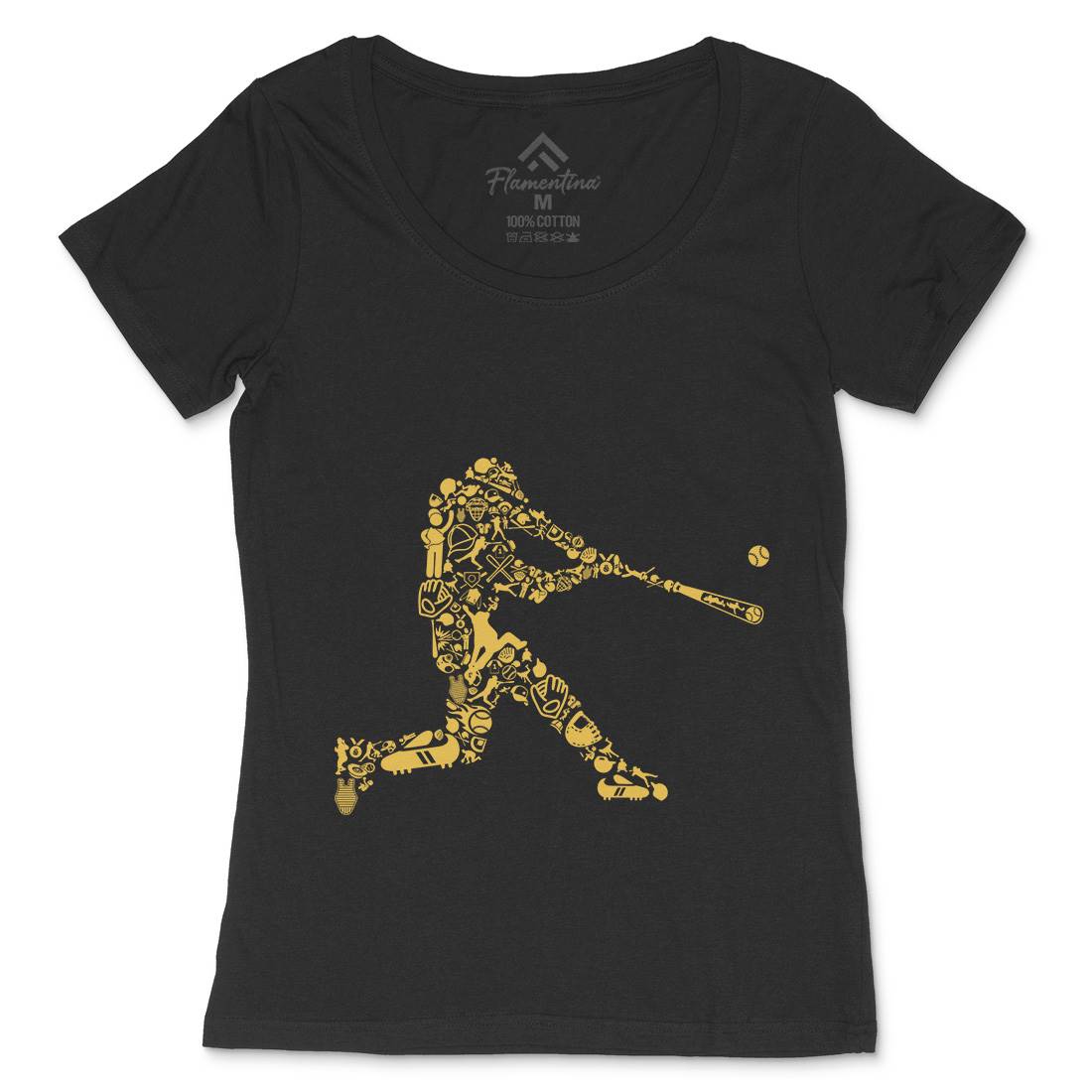 Baseball Player Womens Scoop Neck T-Shirt Sport B007