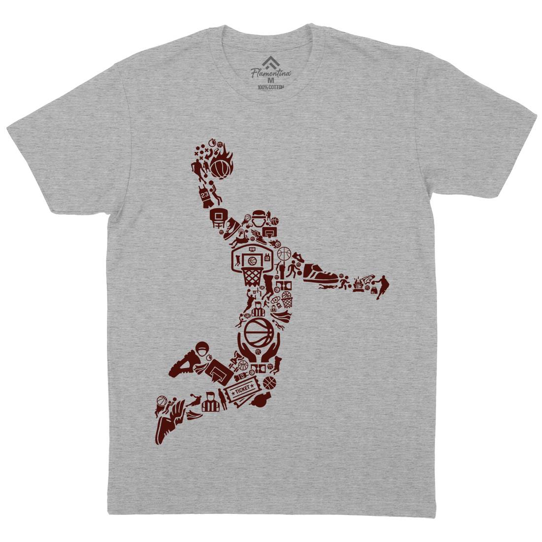 Basketball Player Mens Organic Crew Neck T-Shirt Sport B008
