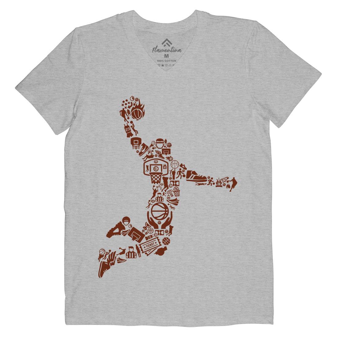 Basketball Player Mens Organic V-Neck T-Shirt Sport B008