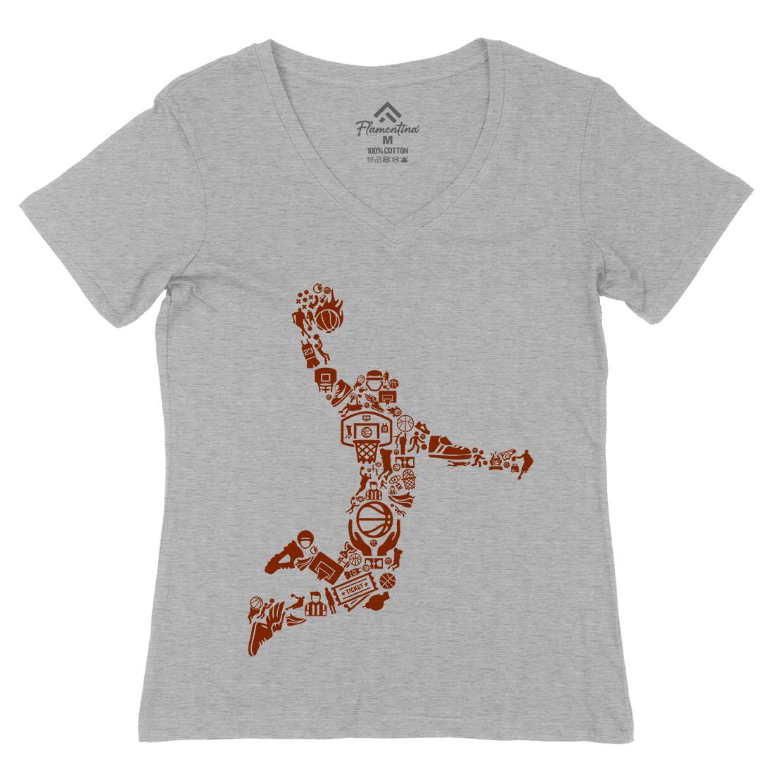 Basketball Player Womens Organic V-Neck T-Shirt Sport B008
