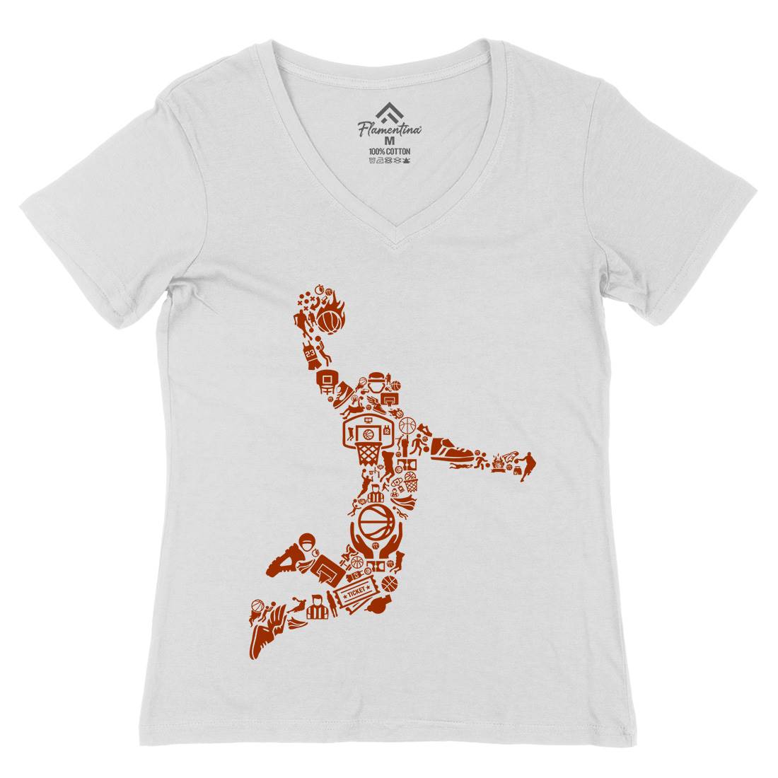 Basketball Player Womens Organic V-Neck T-Shirt Sport B008