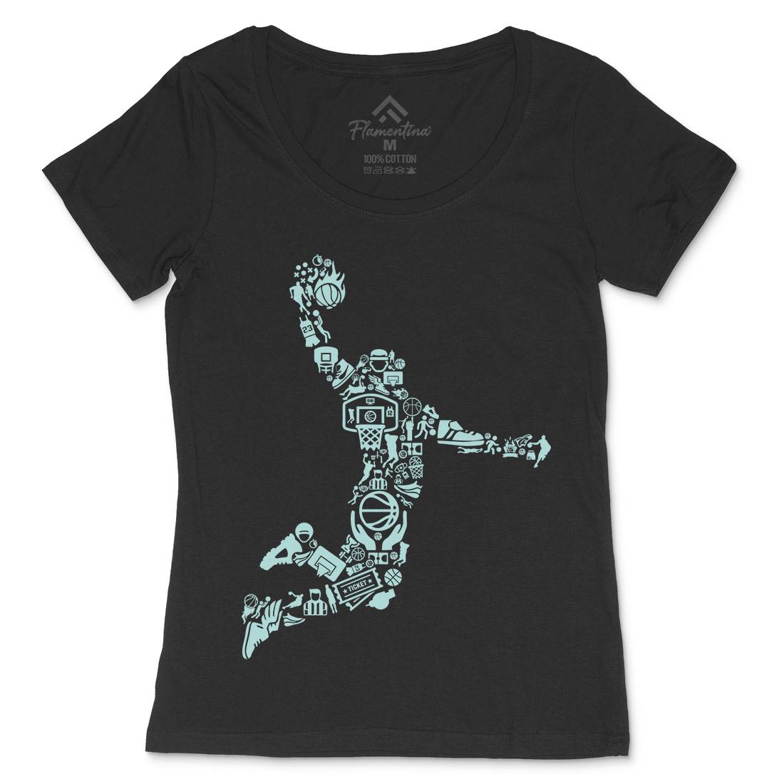 Basketball Player Womens Scoop Neck T-Shirt Sport B008