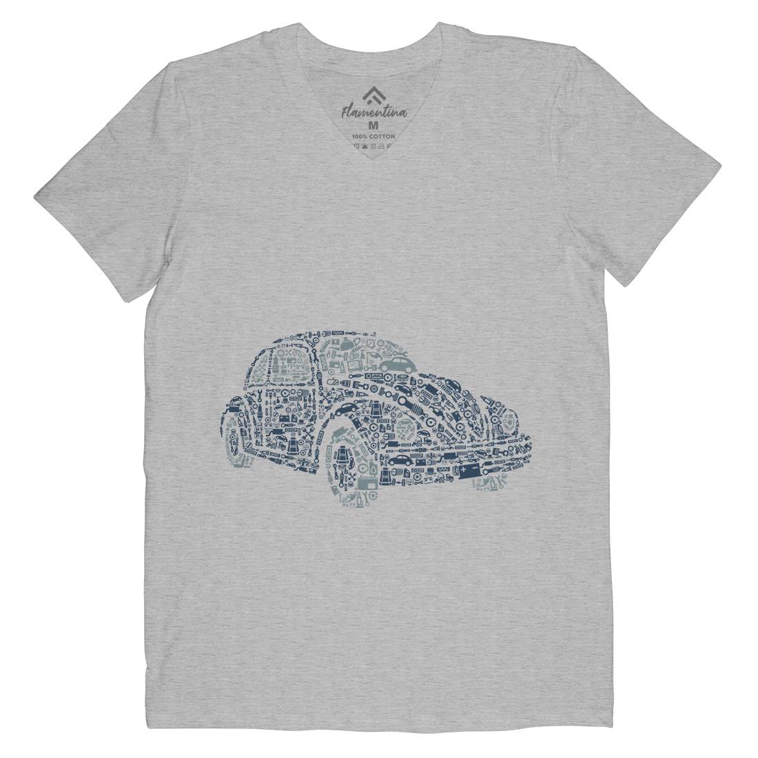 Beetle Mens Organic V-Neck T-Shirt Cars B009