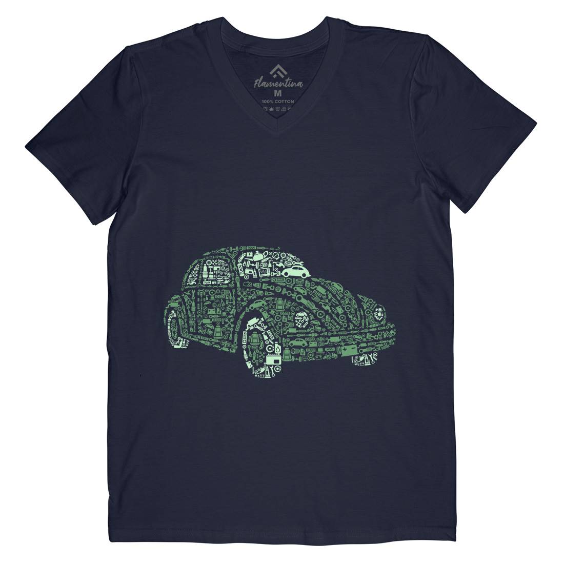 Beetle Mens Organic V-Neck T-Shirt Cars B009