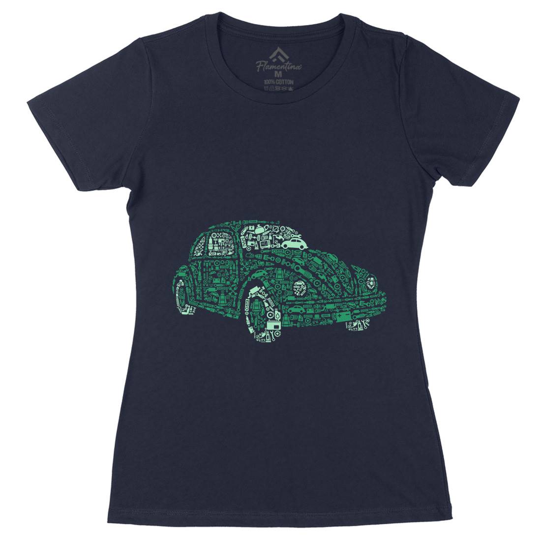 Beetle Womens Organic Crew Neck T-Shirt Cars B009