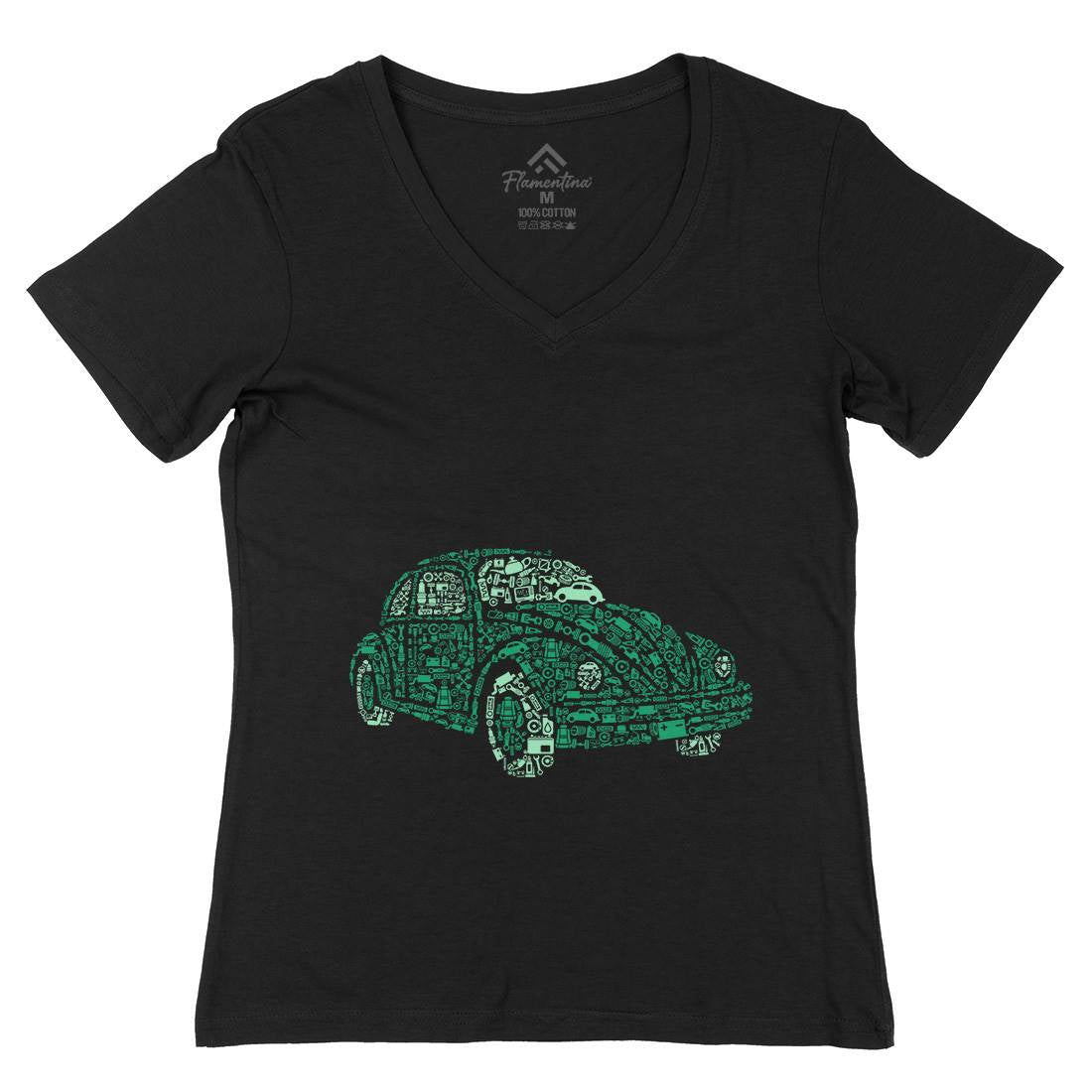 Beetle Womens Organic V-Neck T-Shirt Cars B009
