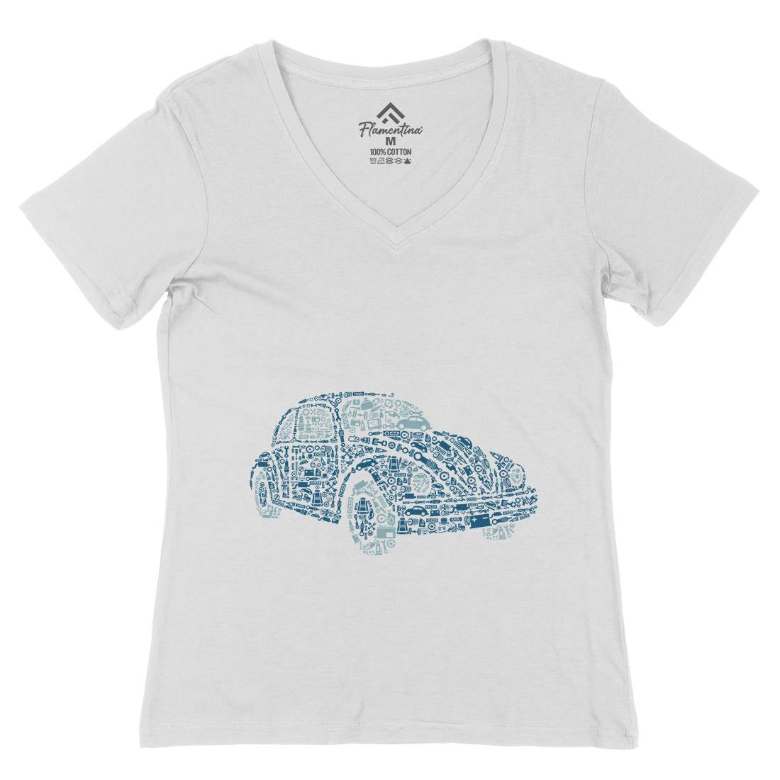 Beetle Womens Organic V-Neck T-Shirt Cars B009