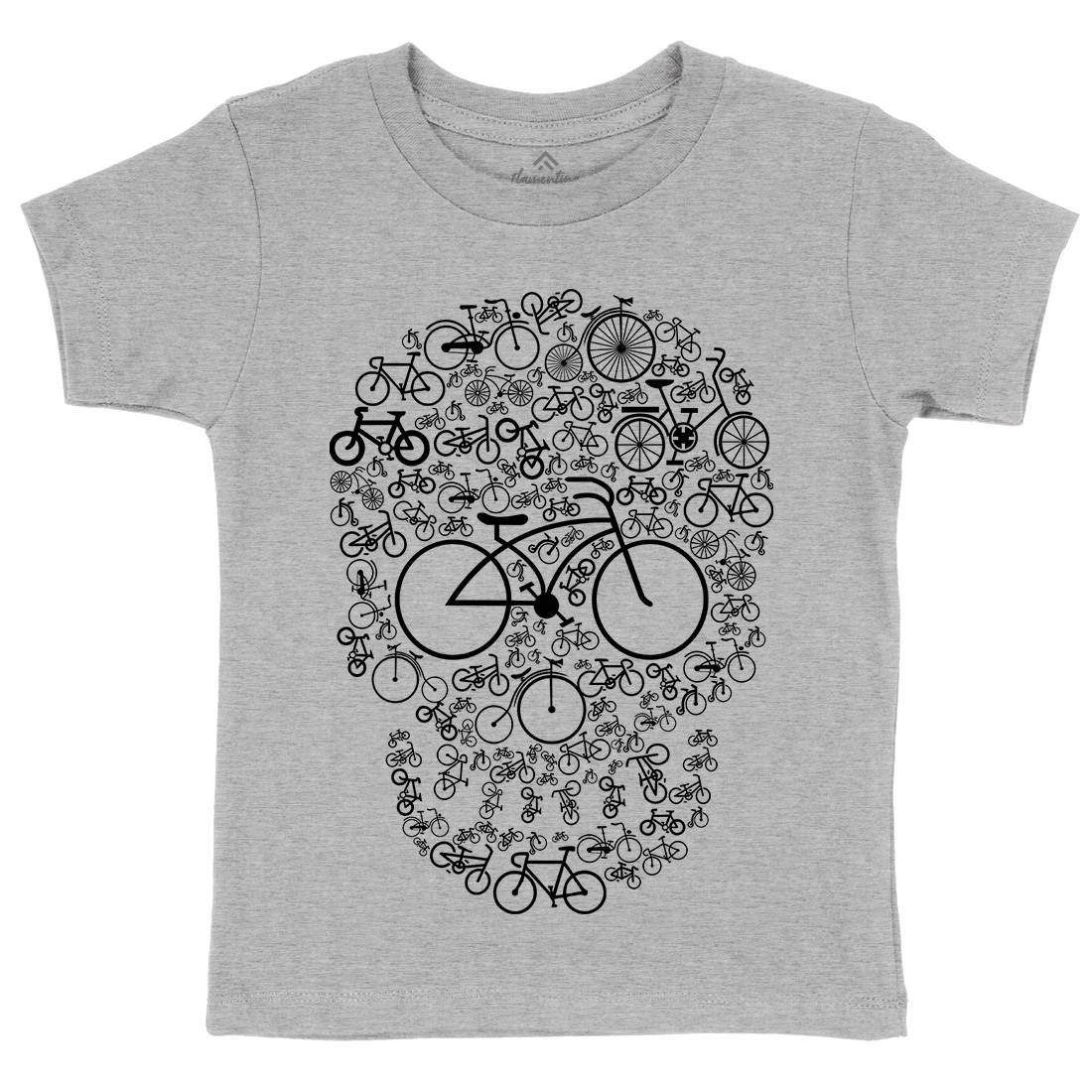 Bicycle Skull Kids Organic Crew Neck T-Shirt Bikes B010