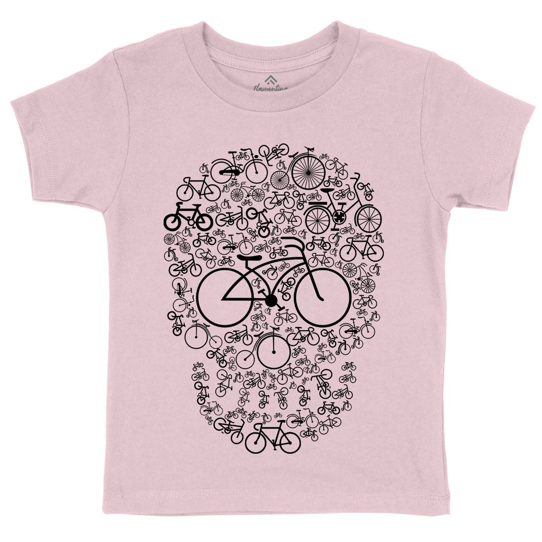 Bicycle Skull Kids Organic Crew Neck T-Shirt Bikes B010