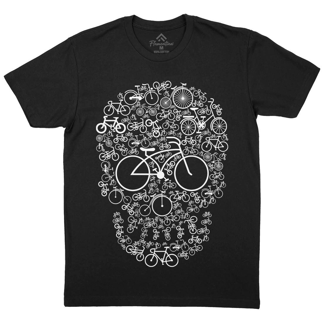 Bicycle Skull Mens Crew Neck T-Shirt Bikes B010