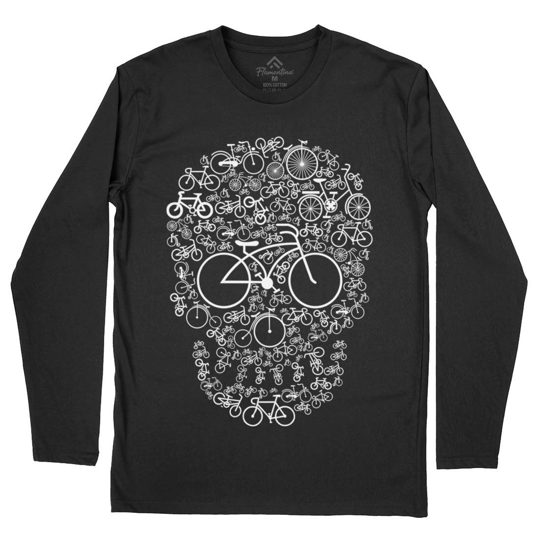 Bicycle Skull Mens Long Sleeve T-Shirt Bikes B010