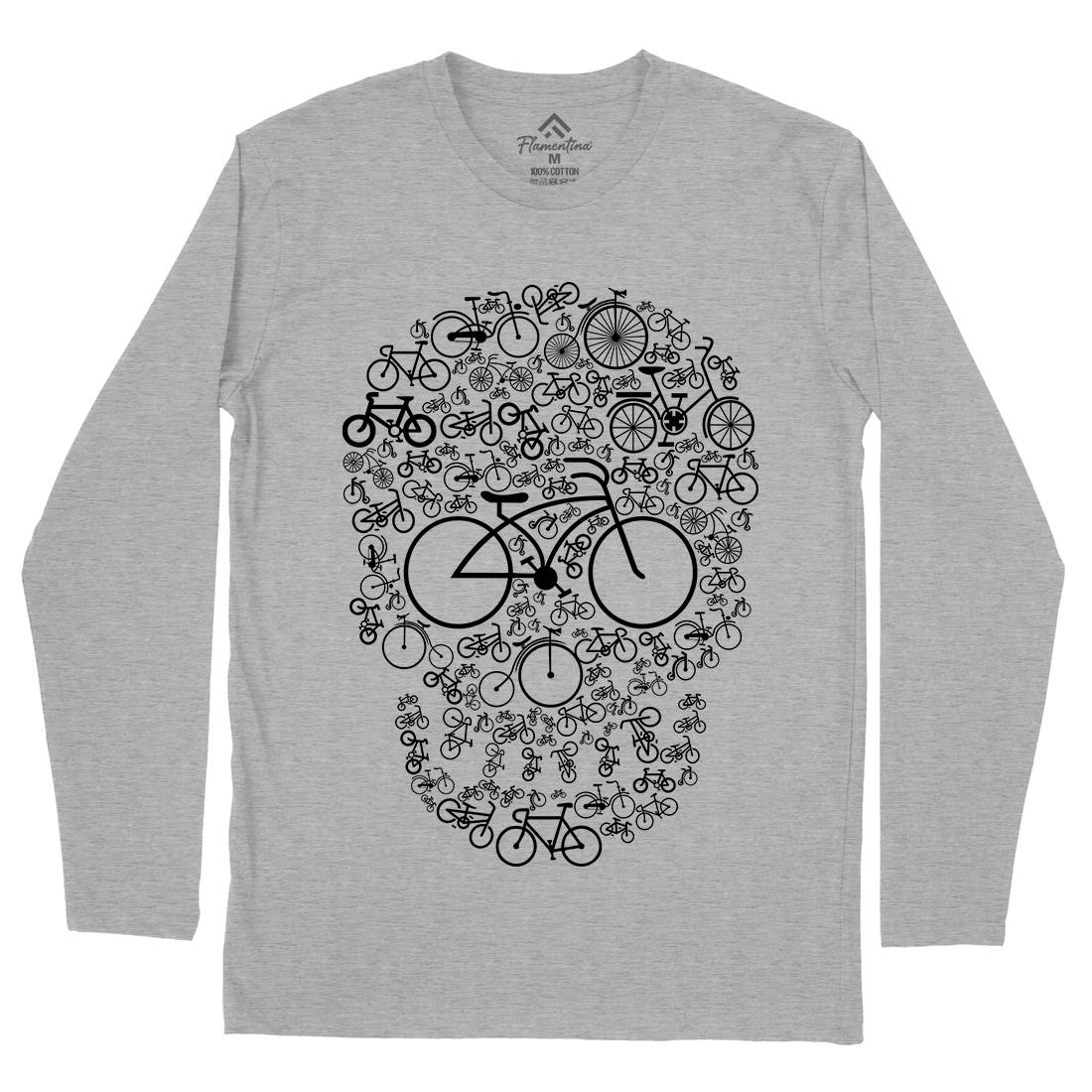 Bicycle Skull Mens Long Sleeve T-Shirt Bikes B010