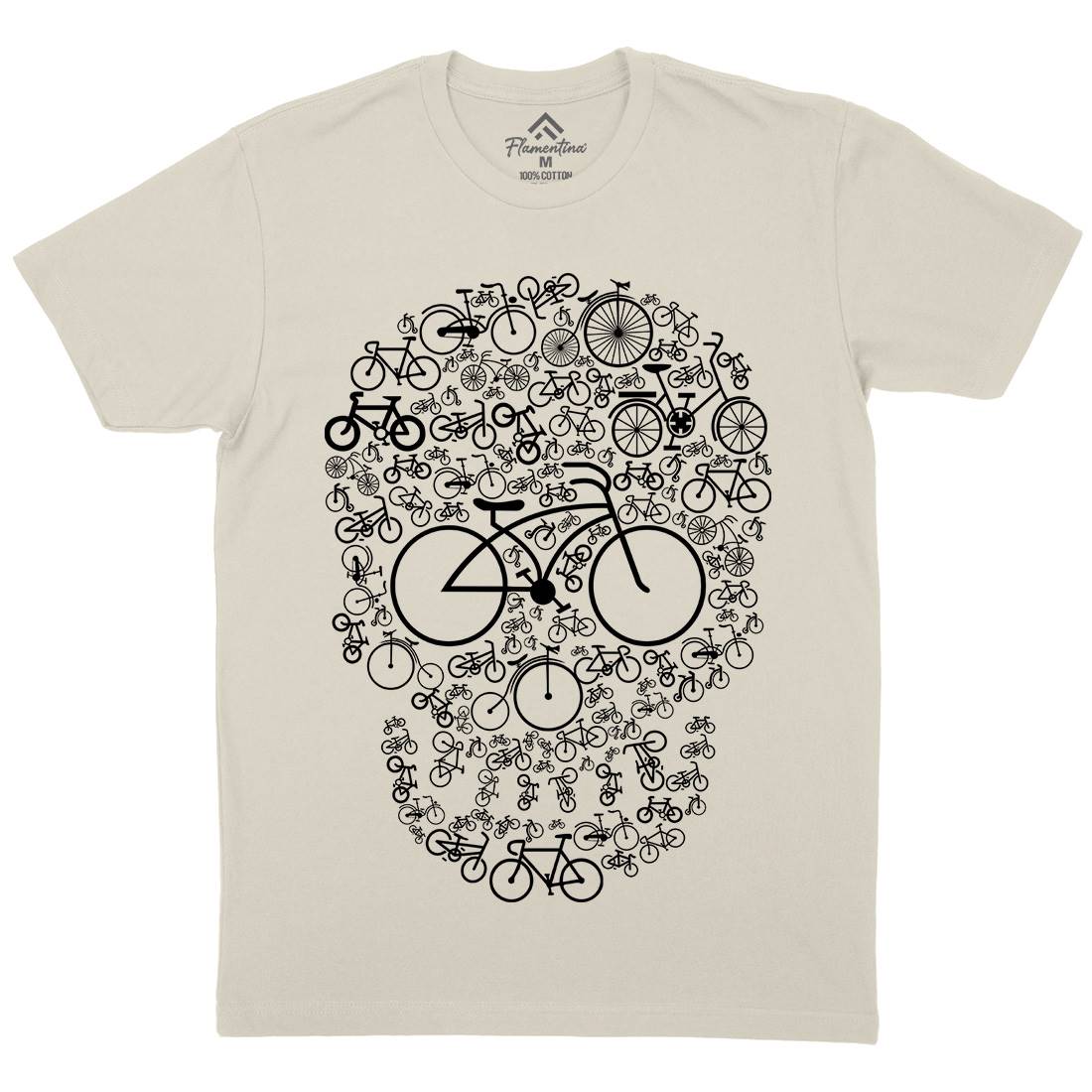 Bicycle Skull Mens Organic Crew Neck T-Shirt Bikes B010