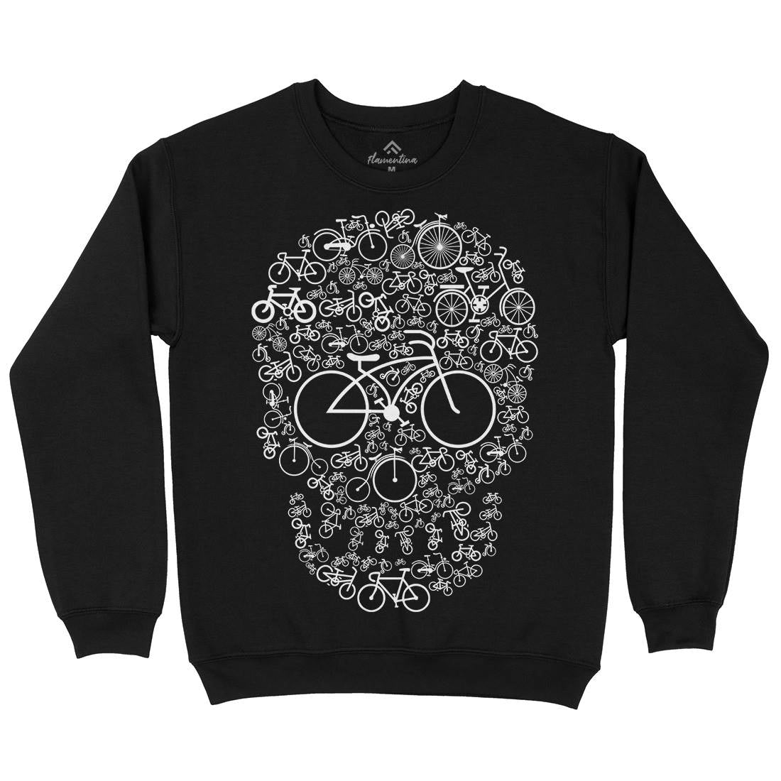 Bicycle Skull Mens Crew Neck Sweatshirt Bikes B010