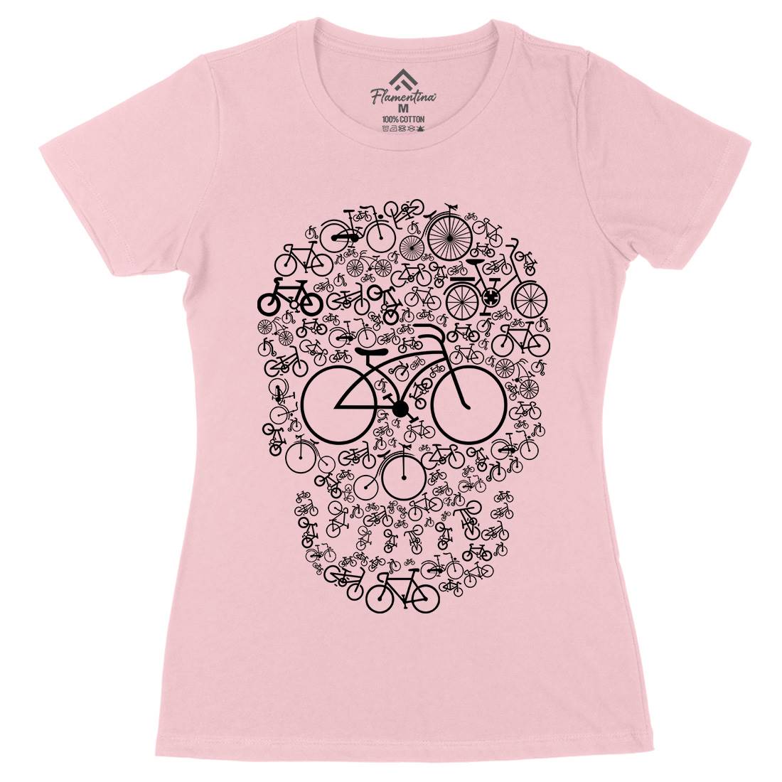 Bicycle Skull Womens Organic Crew Neck T-Shirt Bikes B010