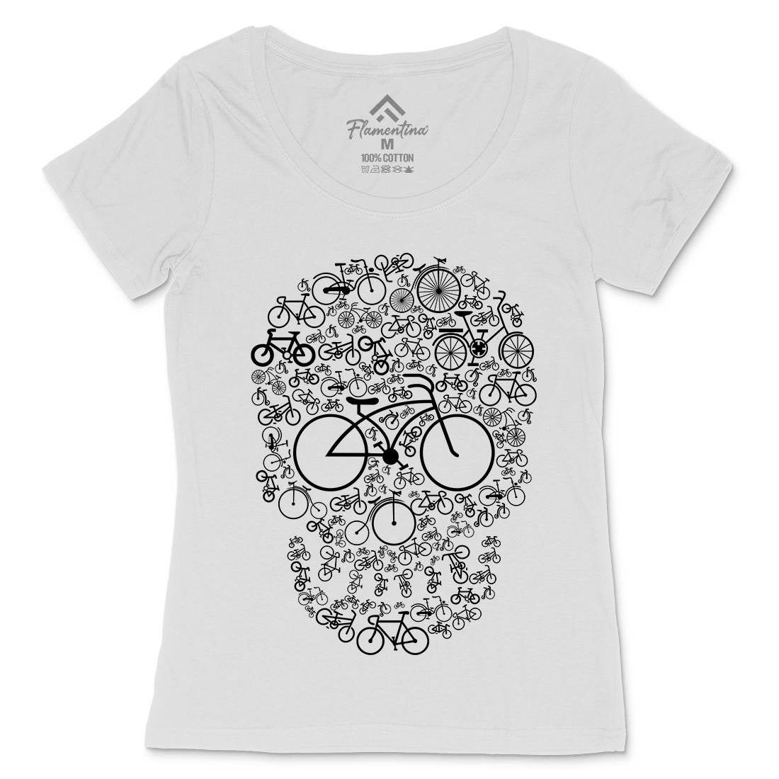 Bicycle Skull Womens Scoop Neck T-Shirt Bikes B010