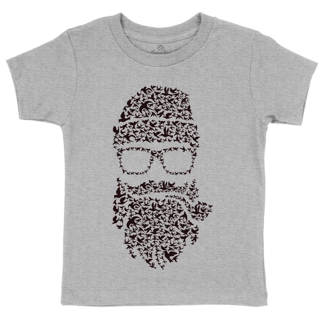 Birds Beard Kids Organic Crew Neck T-Shirt Barber B011