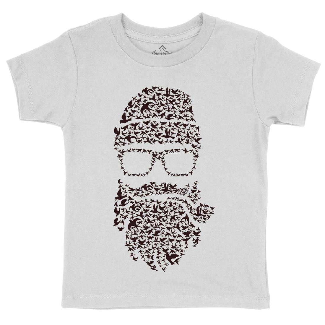 Birds Beard Kids Crew Neck T-Shirt Barber B011