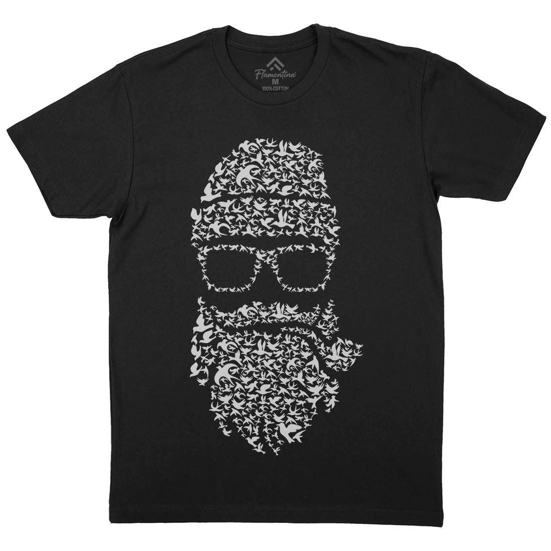 Birds Beard Mens Organic Crew Neck T-Shirt Barber B011