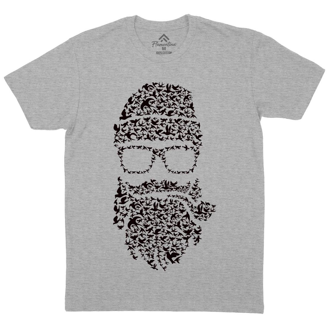 Birds Beard Mens Crew Neck T-Shirt Barber B011