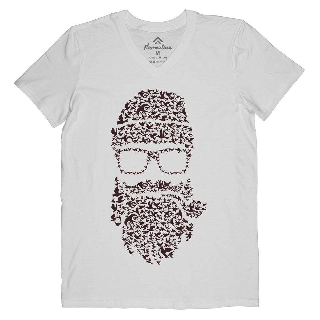 Birds Beard Mens V-Neck T-Shirt Barber B011