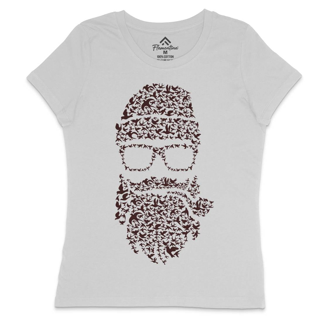 Birds Beard Womens Crew Neck T-Shirt Barber B011