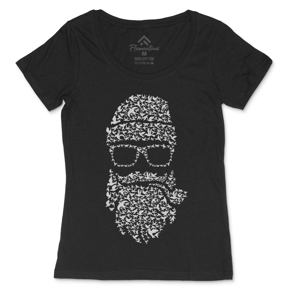 Birds Beard Womens Scoop Neck T-Shirt Barber B011