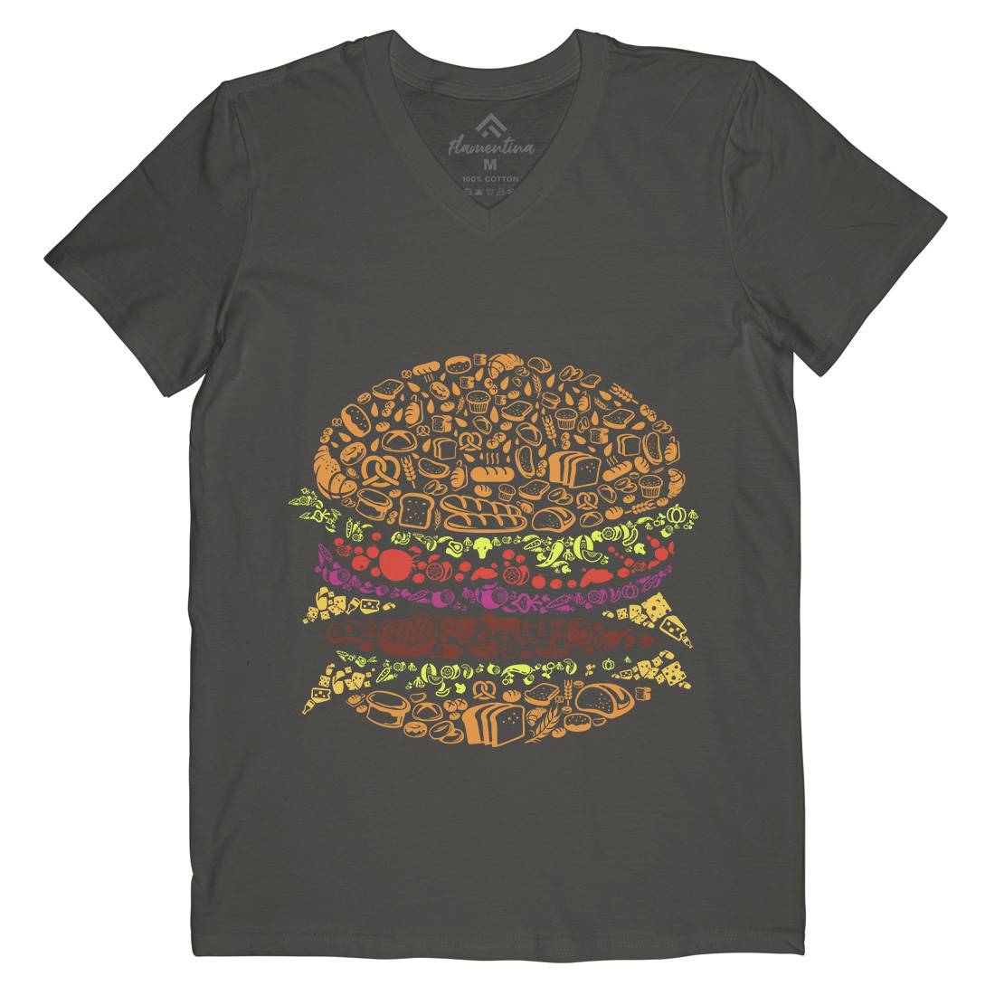 Burger Mens V-Neck T-Shirt Food B014