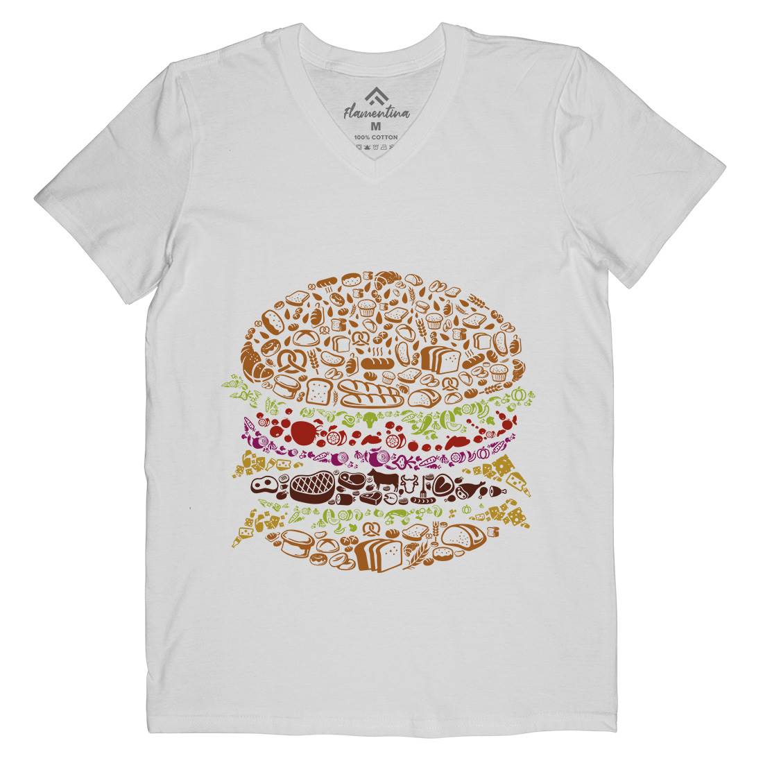 Burger Mens Organic V-Neck T-Shirt Food B014