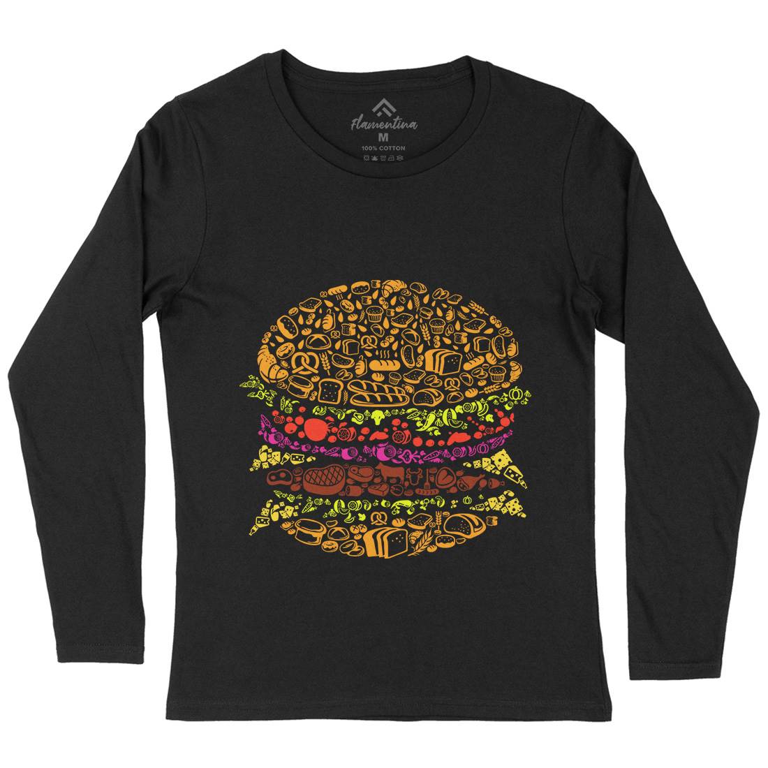 Burger Womens Long Sleeve T-Shirt Food B014