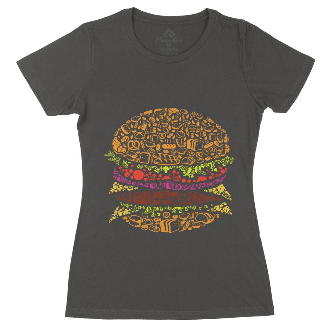 Burger Womens Organic Crew Neck T-Shirt Food B014