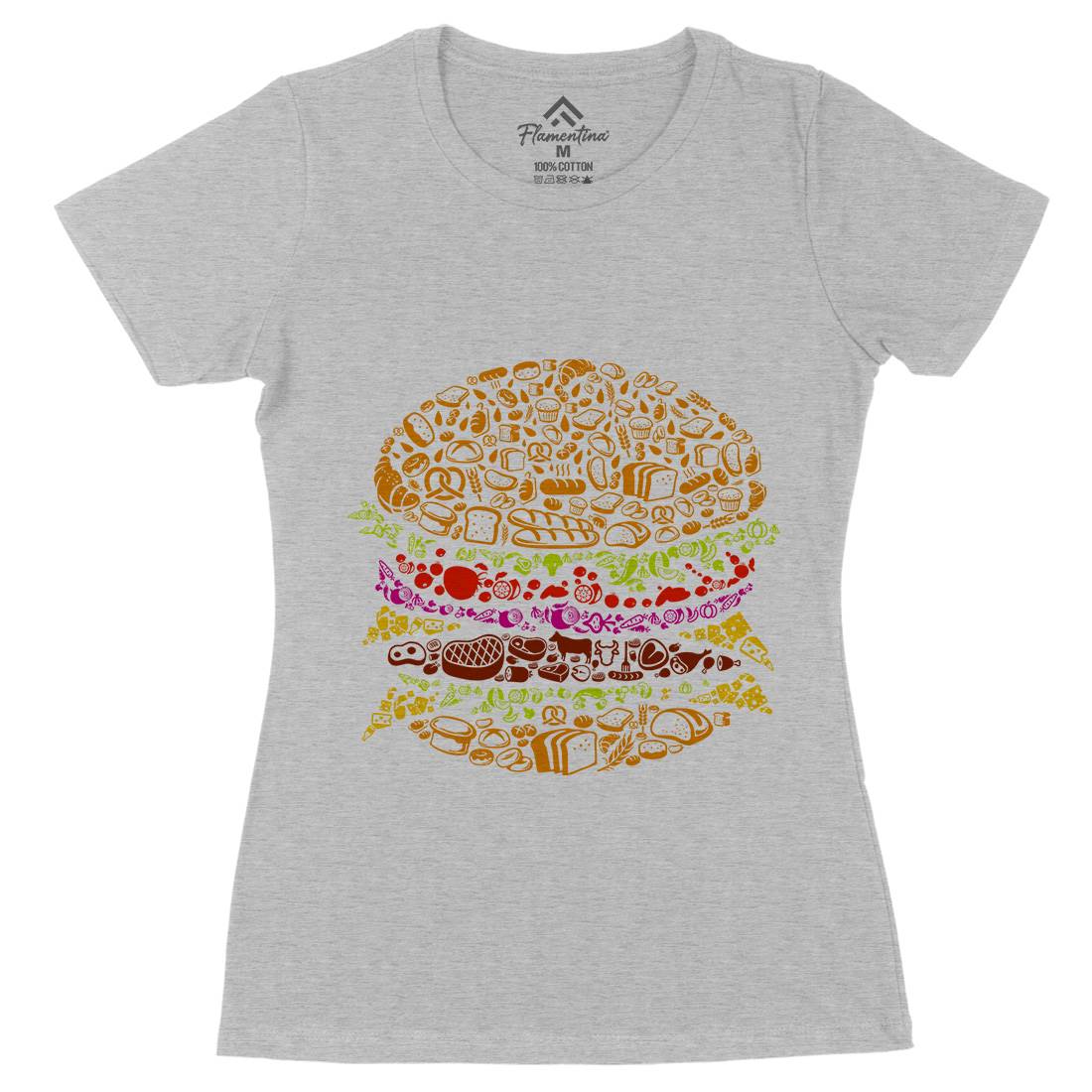 Burger Womens Organic Crew Neck T-Shirt Food B014