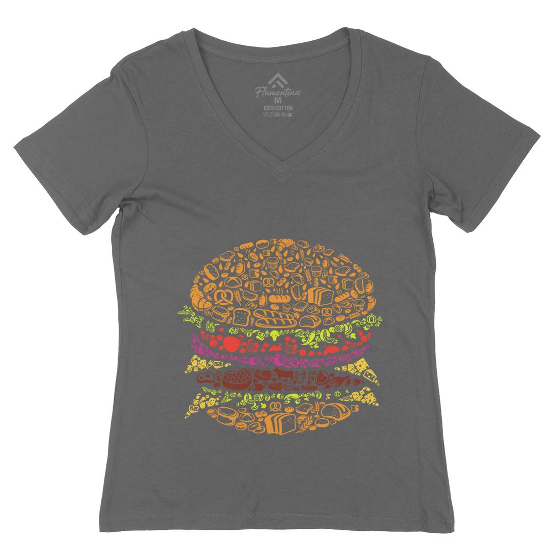 Burger Womens Organic V-Neck T-Shirt Food B014