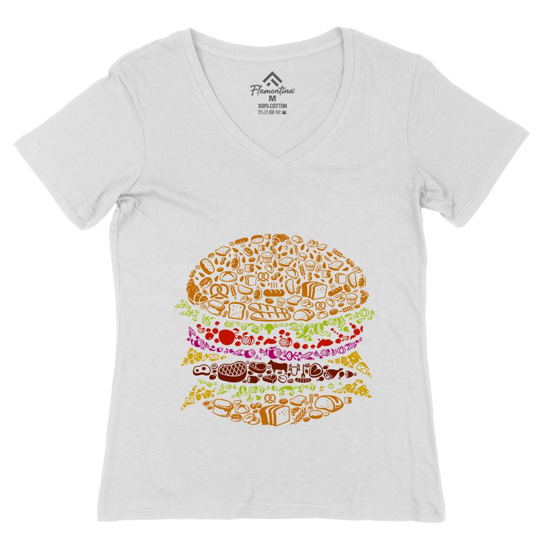 Burger Womens Organic V-Neck T-Shirt Food B014