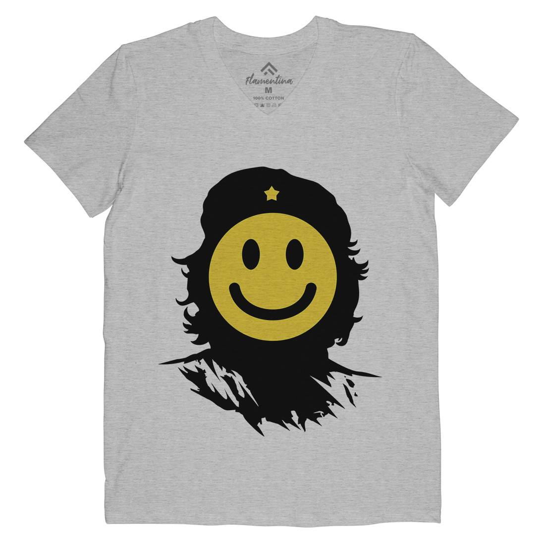 Smile Mens Organic V-Neck T-Shirt Retro B016