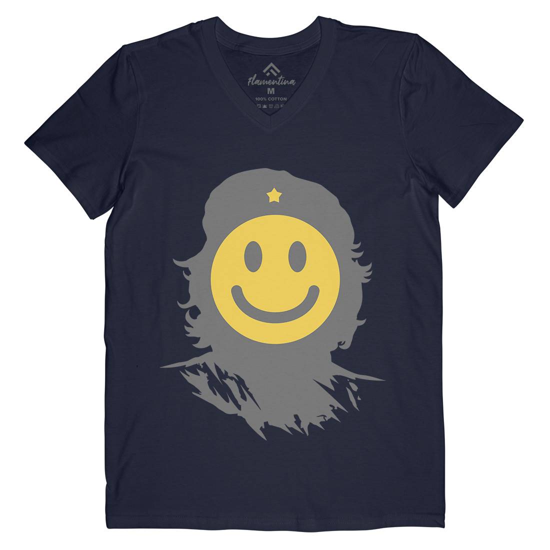 Smile Mens Organic V-Neck T-Shirt Retro B016