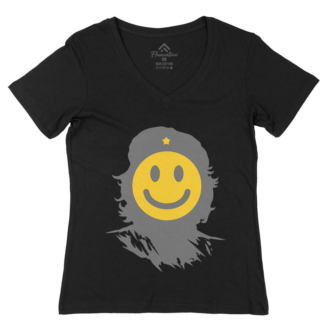 Smile Womens Organic V-Neck T-Shirt Retro B016