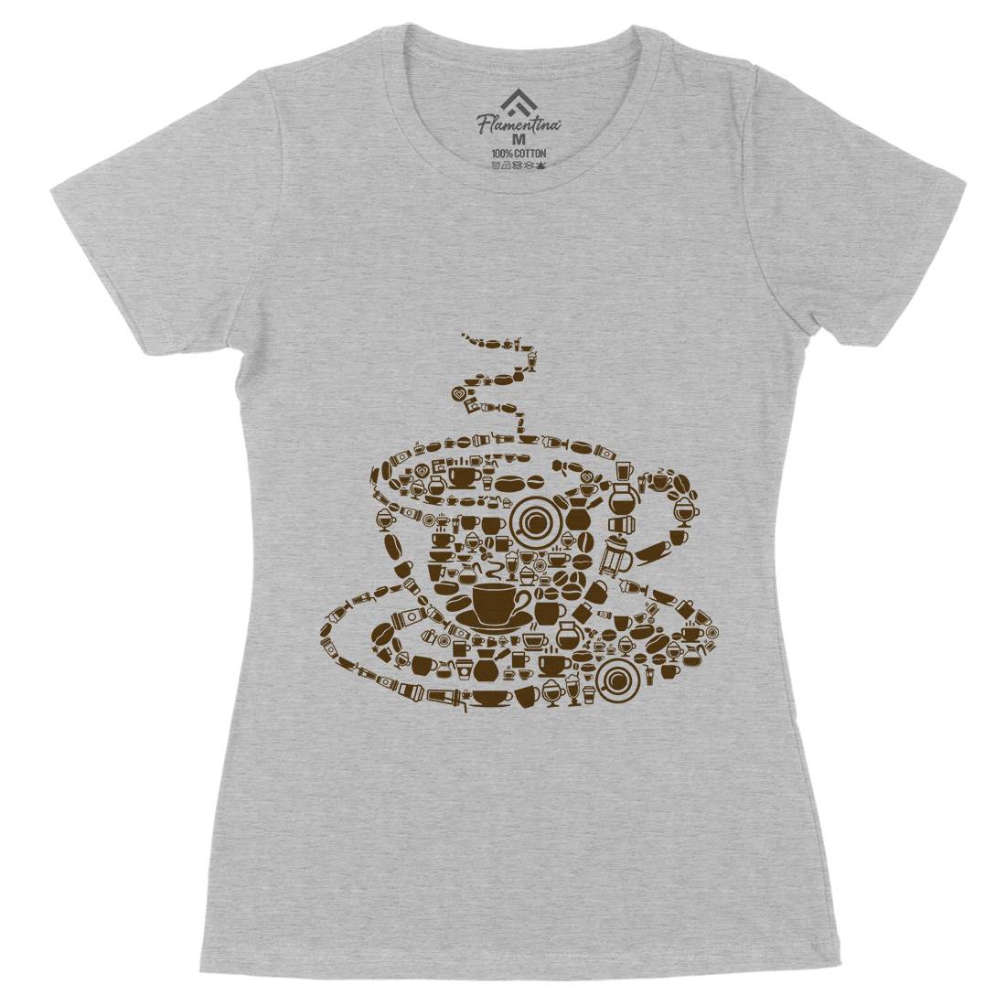Coffee Womens Organic Crew Neck T-Shirt Drinks B017