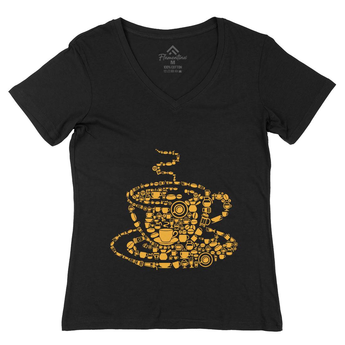 Coffee Womens Organic V-Neck T-Shirt Drinks B017
