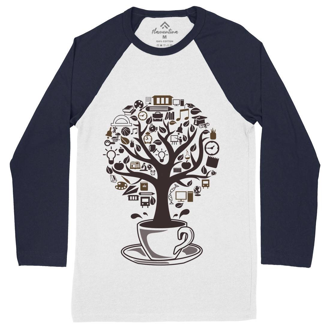 Coffee Tree Mens Long Sleeve Baseball T-Shirt Drinks B018