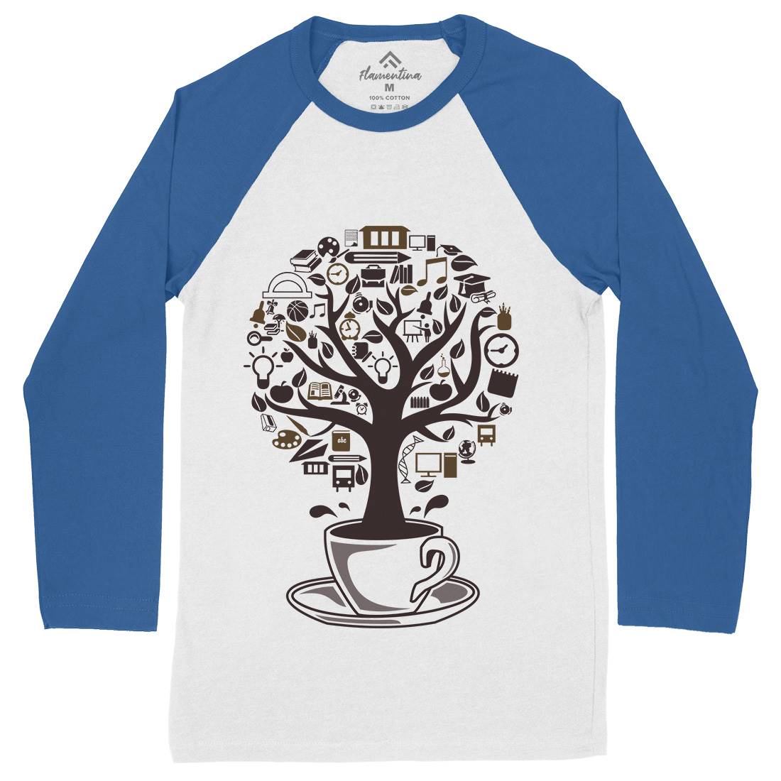 Coffee Tree Mens Long Sleeve Baseball T-Shirt Drinks B018