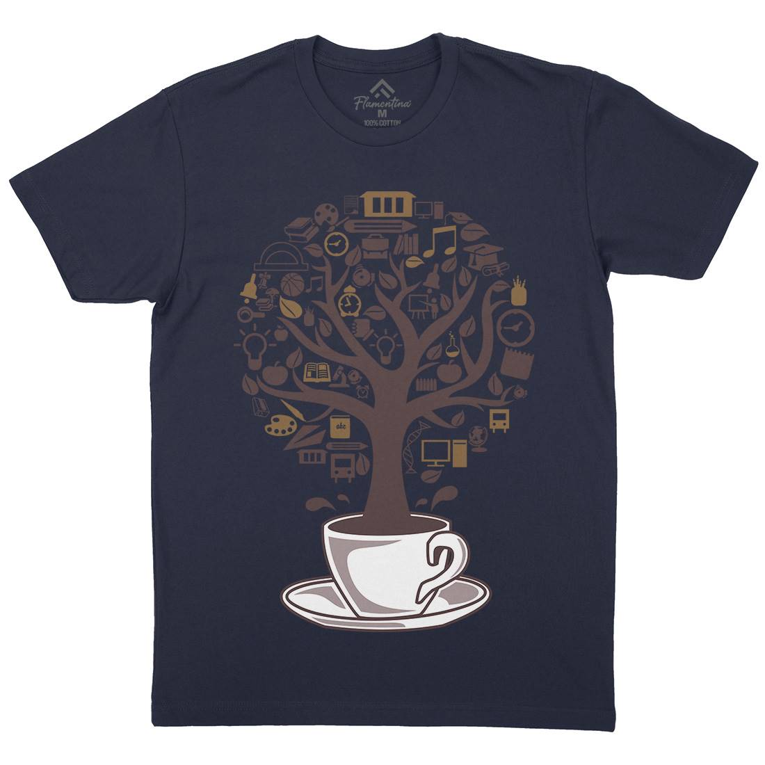Coffee Tree Mens Organic Crew Neck T-Shirt Drinks B018