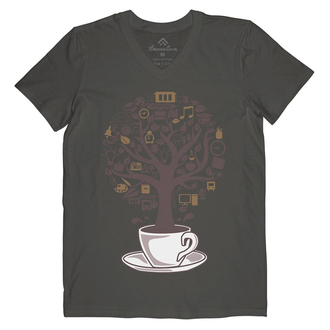 Coffee Tree Mens V-Neck T-Shirt Drinks B018