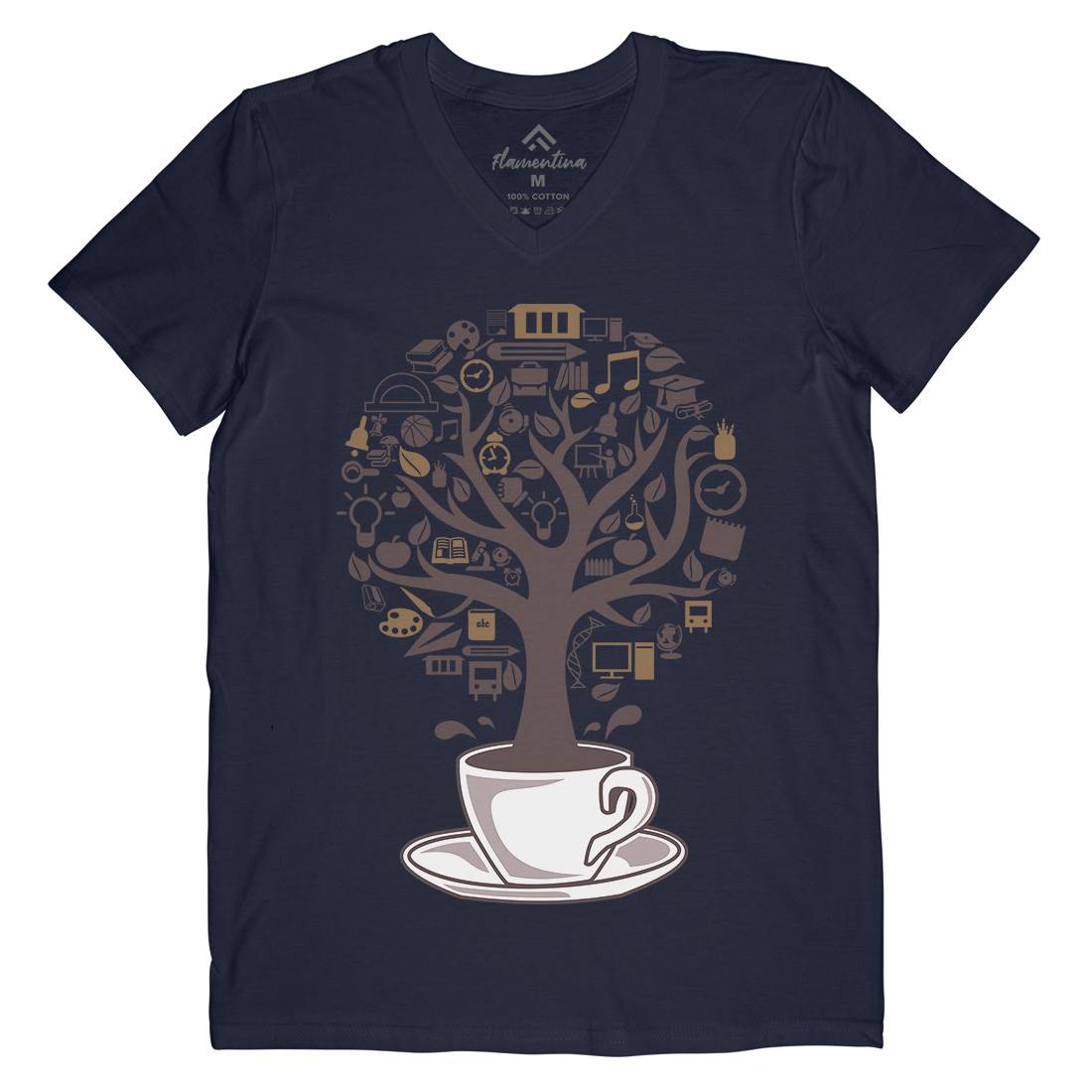 Coffee Tree Mens Organic V-Neck T-Shirt Drinks B018