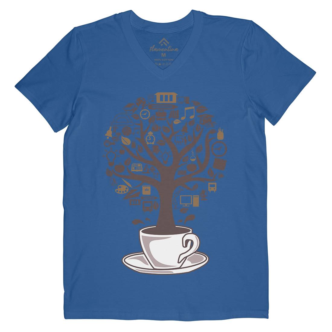 Coffee Tree Mens V-Neck T-Shirt Drinks B018