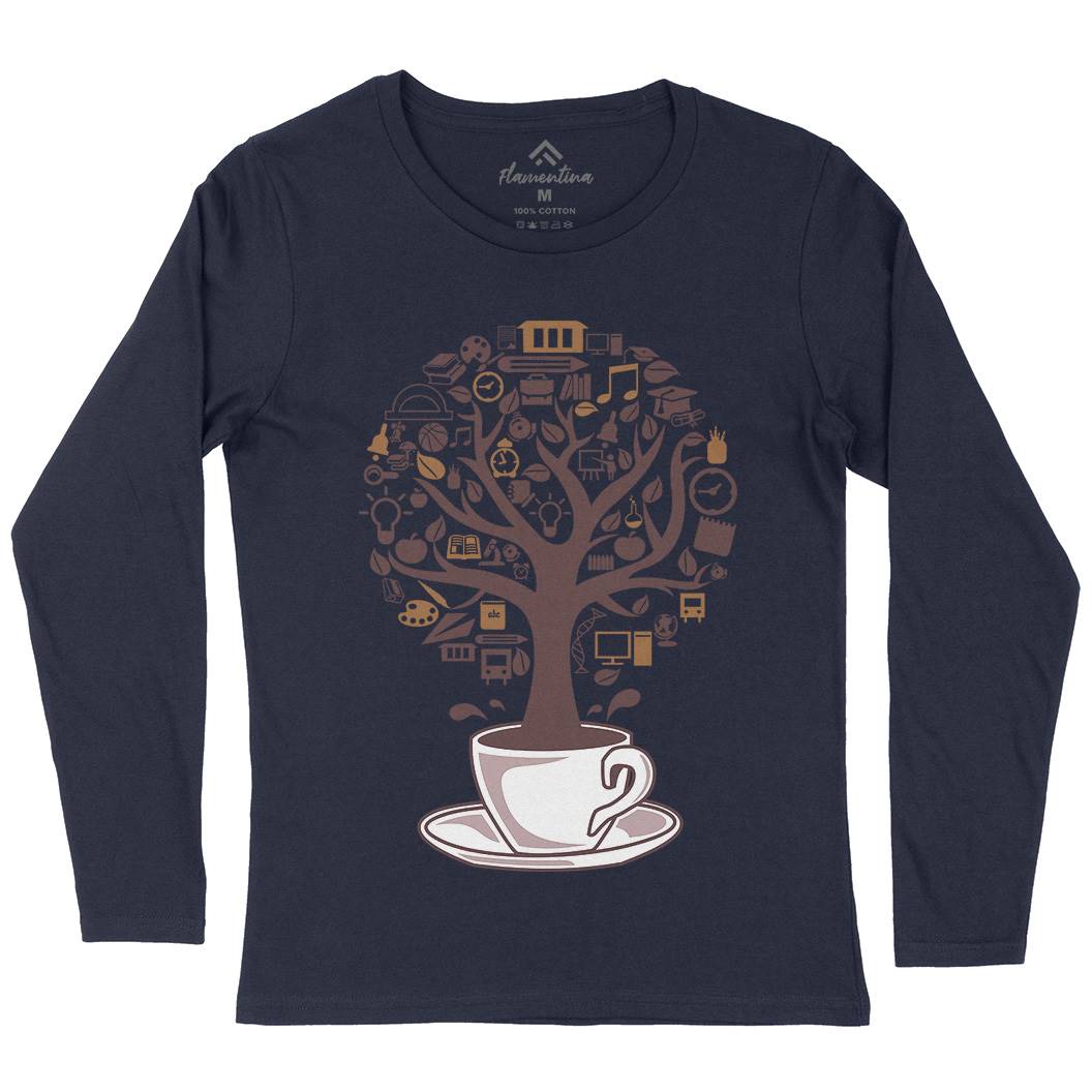 Coffee Tree Womens Long Sleeve T-Shirt Drinks B018