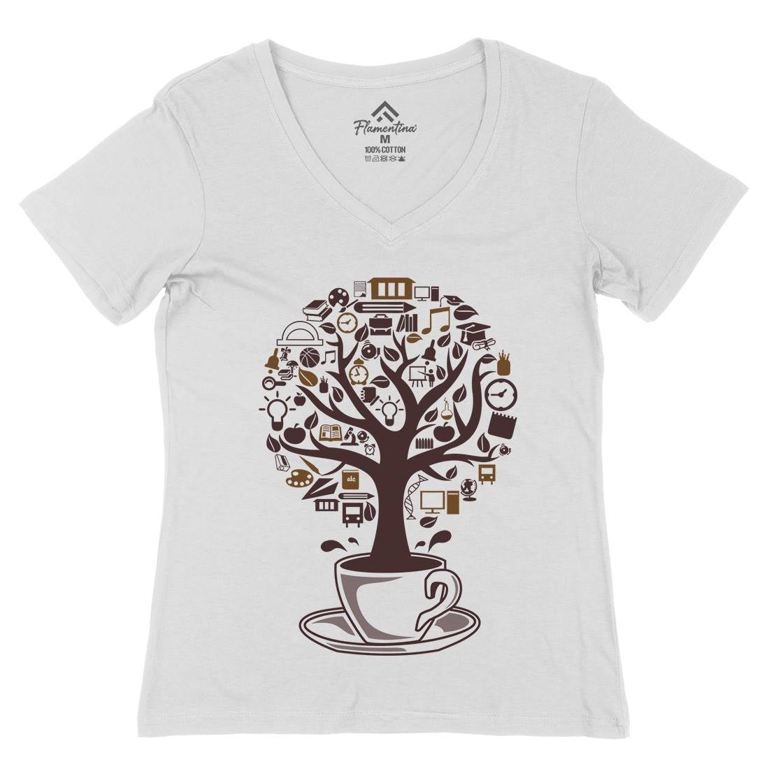 Coffee Tree Womens Organic V-Neck T-Shirt Drinks B018