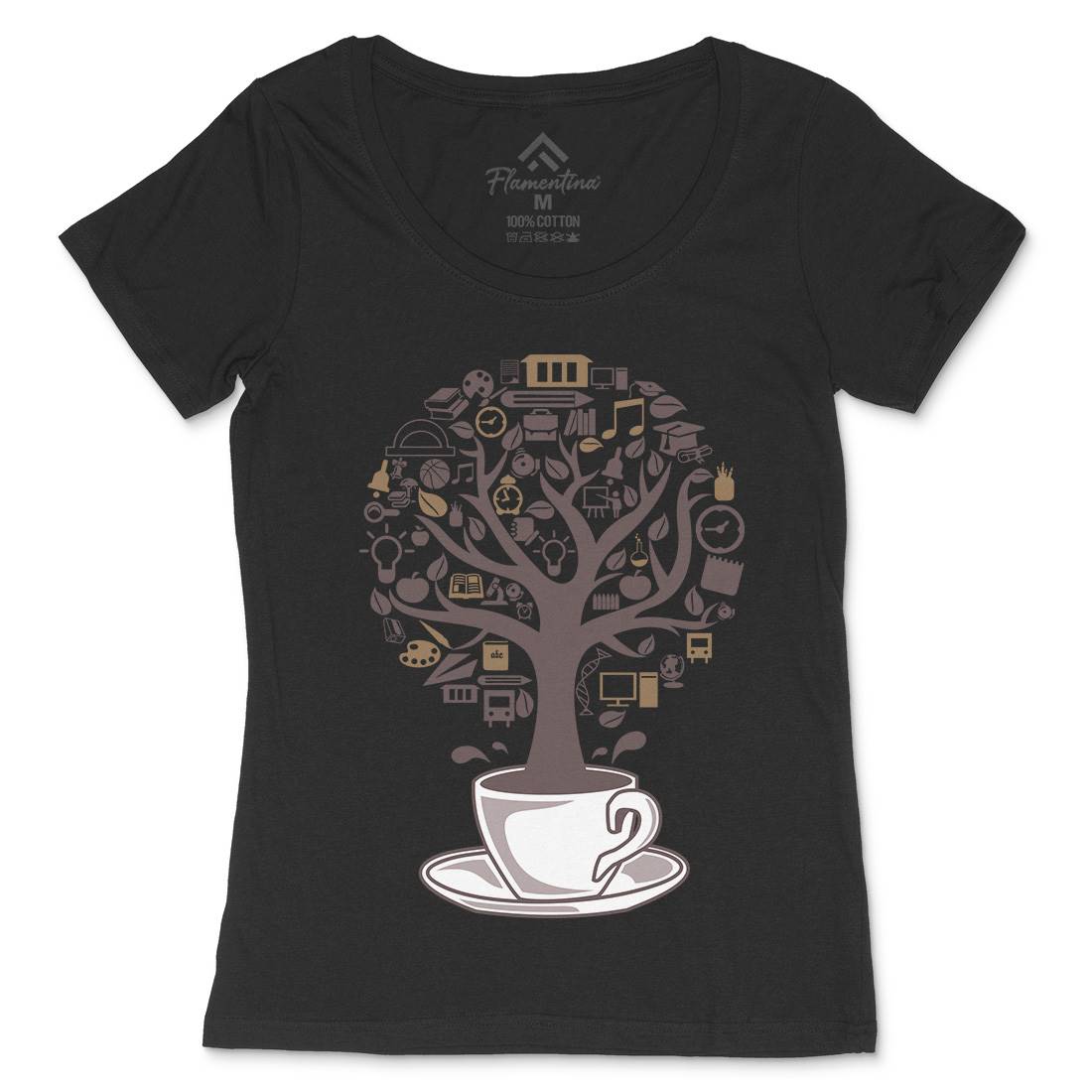Coffee Tree Womens Scoop Neck T-Shirt Drinks B018