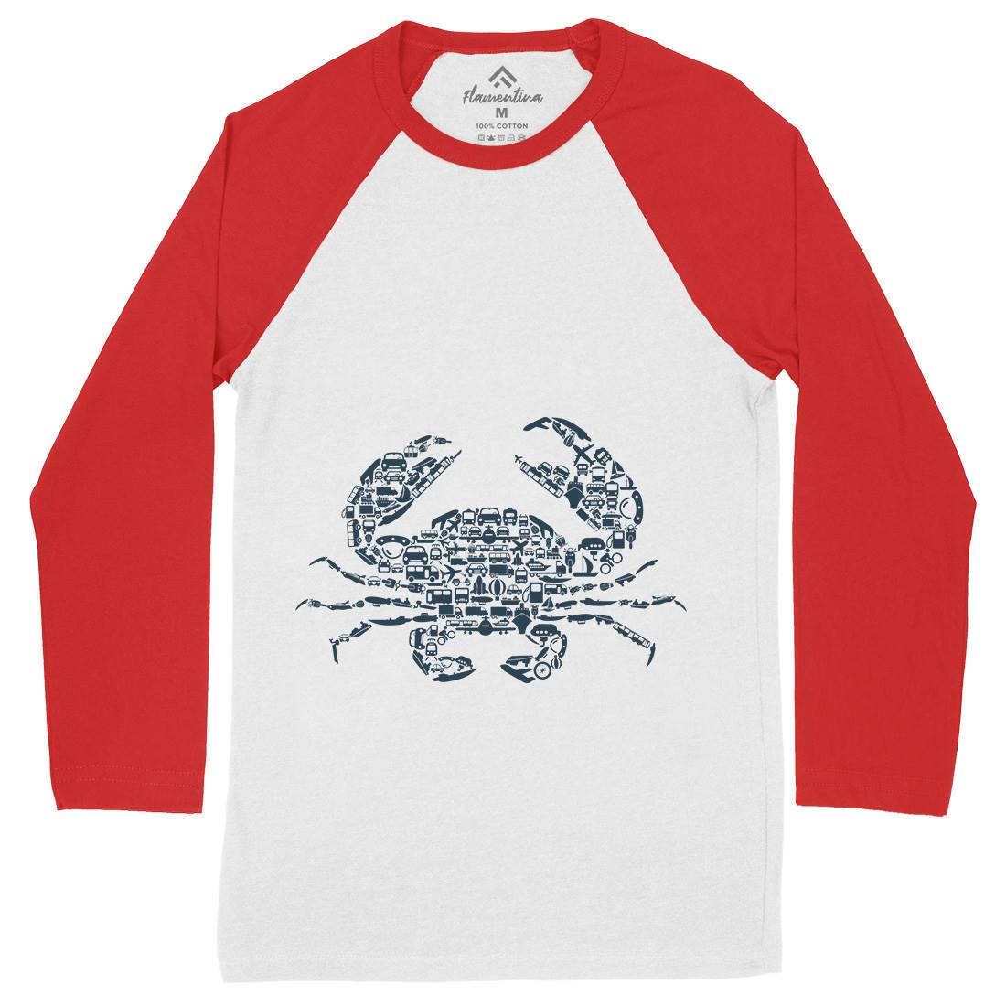 Crab Mens Long Sleeve Baseball T-Shirt Animals B019